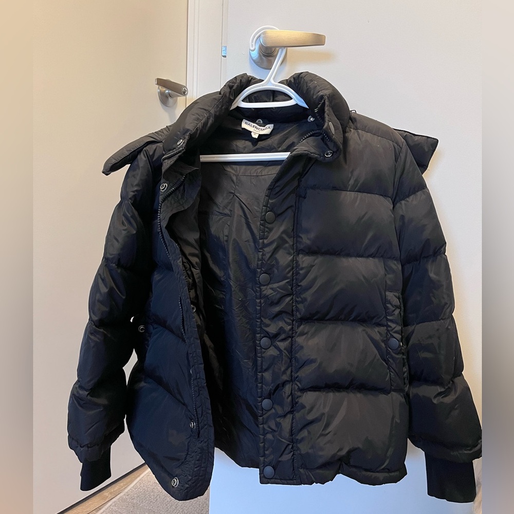 Balenciaga Black puffer Jacket size S with detachable scarf - Picture 2 of 9